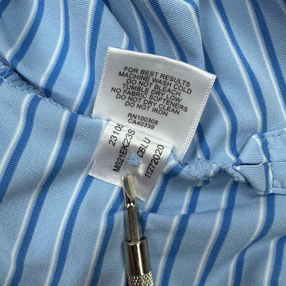 Peter Millar Summer Comfort Golf Polo L Dallas Country Club DCC Striped Blue EUC - Picture 6 of 10